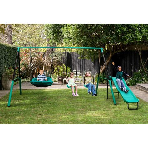 Magic carpet metal swing set